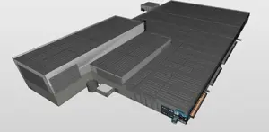 Solcelleanlegget modellert på tak og fasader
